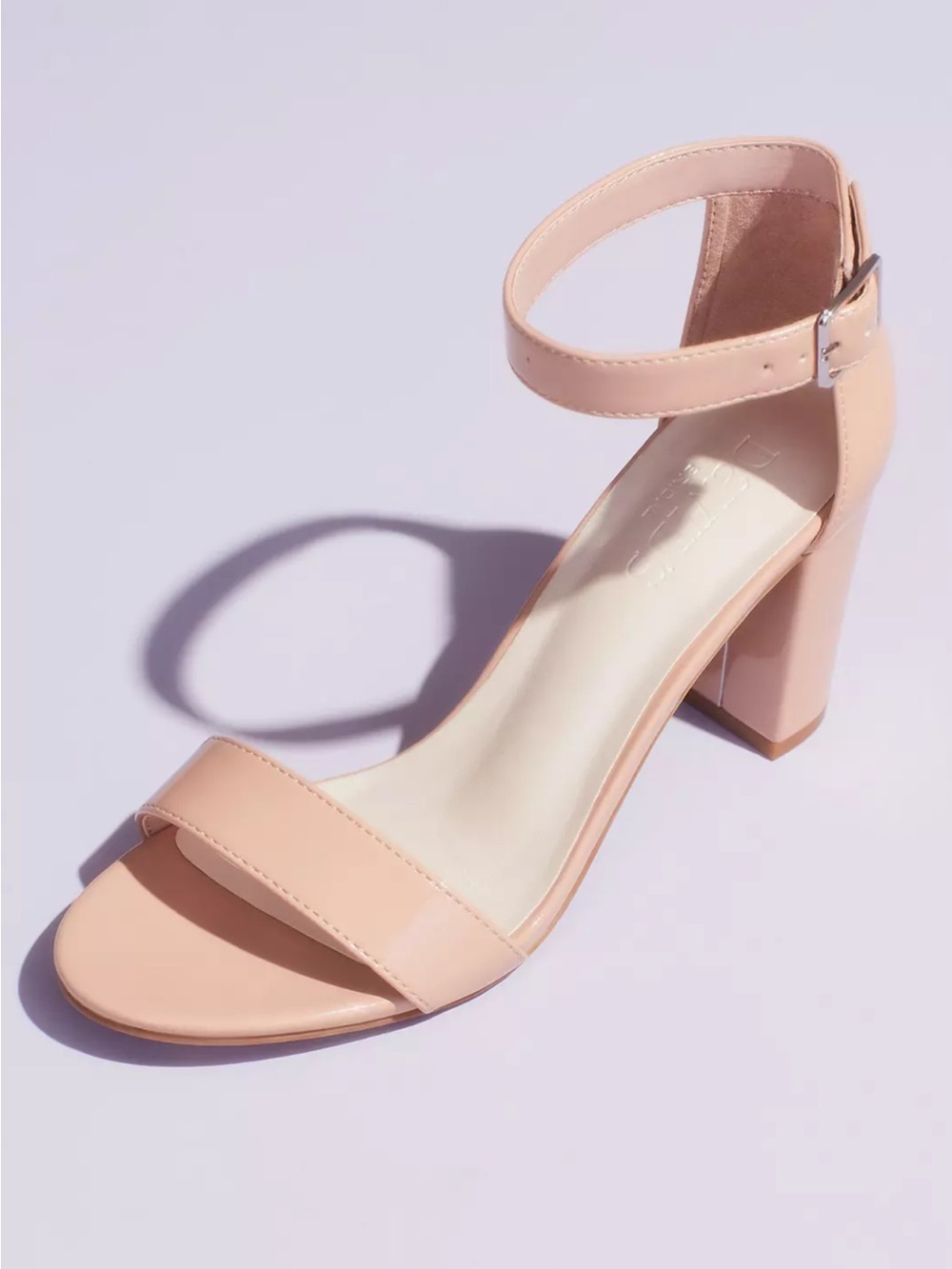 David's Bridal Nude Ankle-Strap Block Heel Sandal Wide Width